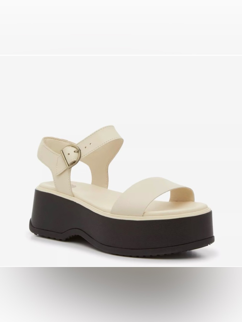 Sorel Cream and Black Platform Sandals